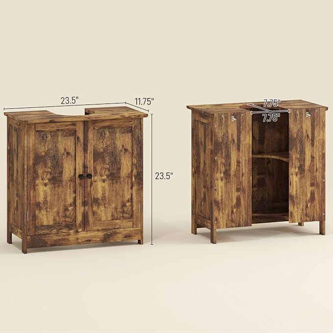 HOMCOM Under Sink Bathroom Cabinet, Pedestal Sink Storage Cabinet - Image 3