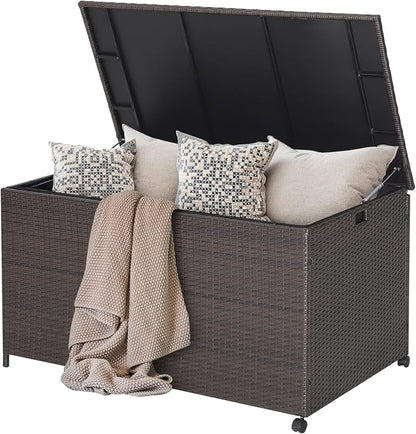 Tangkula 133 Gallon Deck Storage Box, Patio Rattan Storage Container by TANGKULA