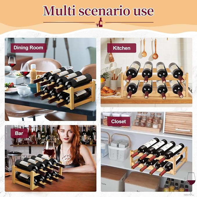 2 Pack Wine Racks, 2-Tire Bamboo Wine Rack, Wine Rack - Image 7