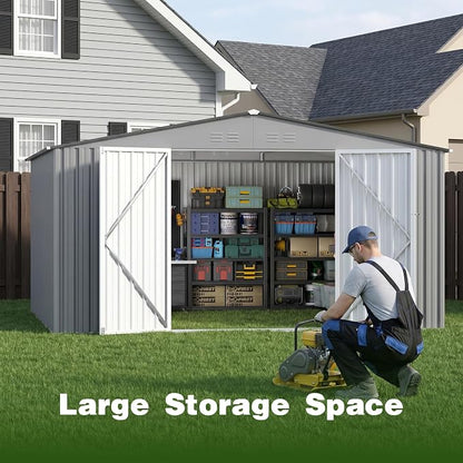10 x 12 FT Outdoor Storage Shed, Heavy Duty Metal Shed - Image 4