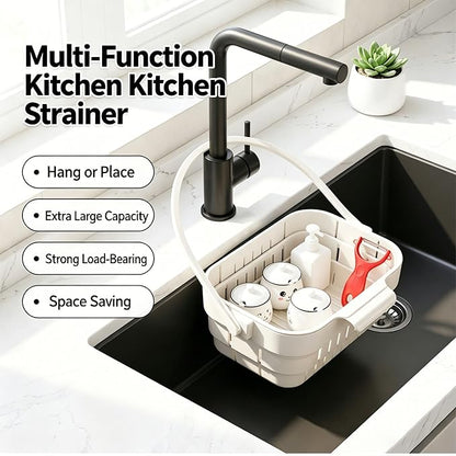 Foldable Hanging Kitchen Sink Drain Basket, 2-in-1 Foldable Sink Colander - Image 5