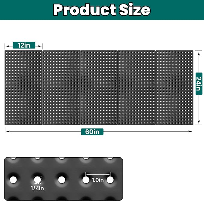 EVERHANGER Metal Pegboard Panels 24" x 12", Heavy Duty Steel Peg Boards - Image 2