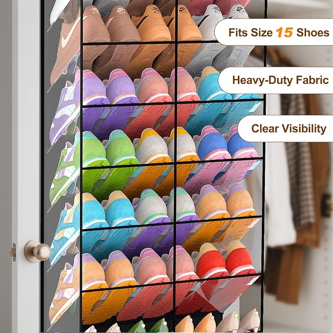 20-30 Pairs Over the Door Shoe Organizer, Transparent PVC Hanging Shoe Rack - Image 5