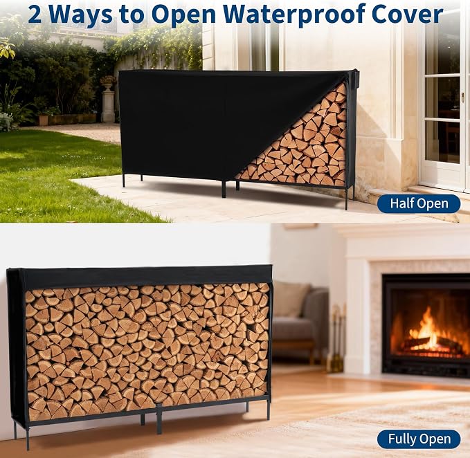 DUMOS 8FT Heavy Duty Firewood Storage Rack, Heavy Duty Firewood Log Racks - Image 6