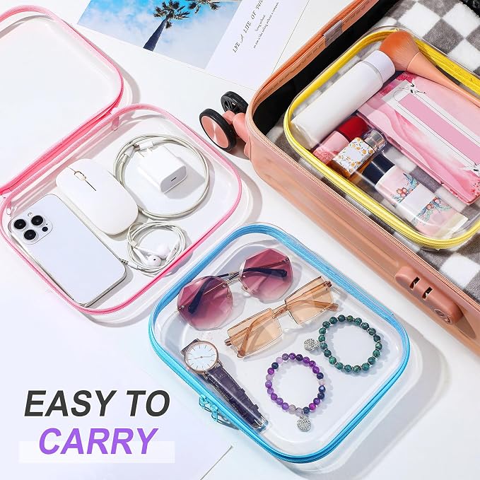 Sanwuta 6 Pcs Clear Hard Zipper Case Hard Plastic Zipper Pouches Transparent - Image 6