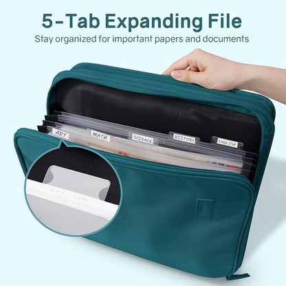 SUNEE Zippered Binder Bag with Handle, 2-Inch 3-Ring O-Ring, 500-Sheet Capacity - Image 2