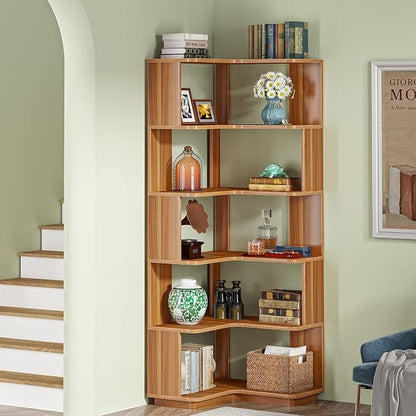 Tribesigns 6 Tier Corner Bookshelf, 64.9 Inches Tall Industrial L Shaped - Image 4