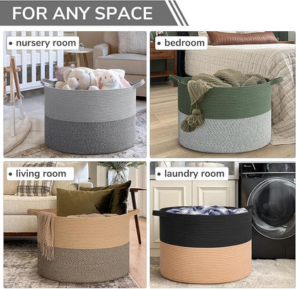 INDRESSME 115L Extra Large Blanket Basket, Cotton Rope Basket - Image 4