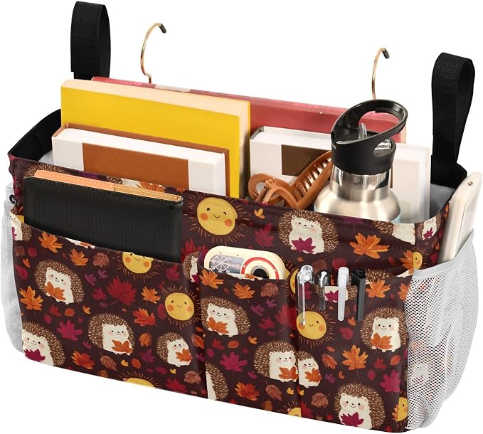Autumn Leaves Sun Hedgehogs Brown Bedside Caddy - Image 3