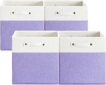 FinishingBo 13x13x13 Storage Cube Bins 4 Pack, Cube Shelf Baskets | Foldable by SimplifySpaceSimplifyLife