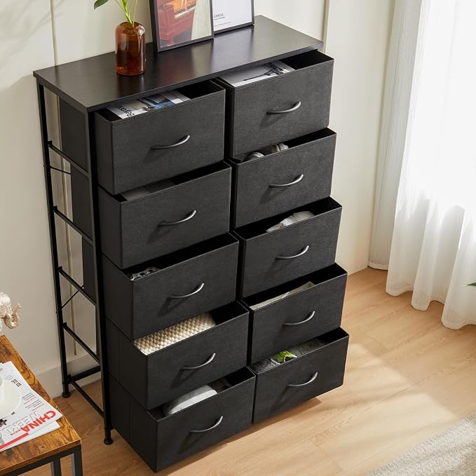 DUMOS 10 Drawer Dresser for Bedroom, Storage Organizer Chest of Drawers | Wide - Image 7
