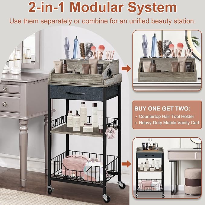 Makeup Organizer Cart Large, 2-in-1 Beauty Organizer - Image 2