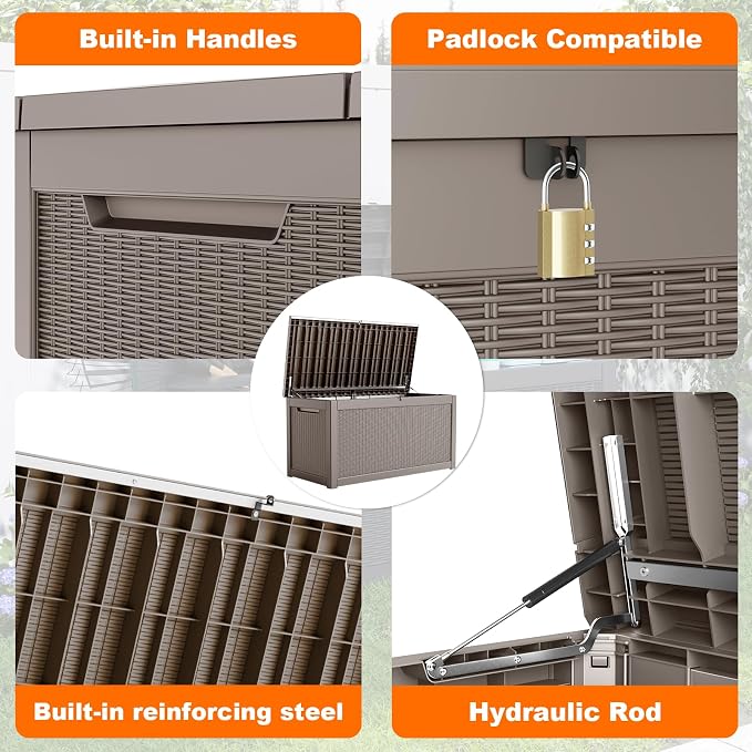 DRATO 320 Gallon Deck Boxes Outdoor Waterproof, Lockable Outdoor Storage Box - Image 5