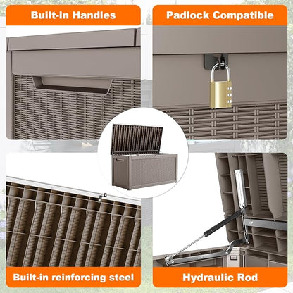DRATO 320 Gallon Deck Boxes Outdoor Waterproof, Lockable Outdoor Storage Box - Image 5
