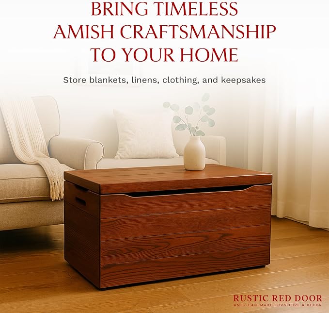 Amish Made Wooden Storage Chest Trunk Box - Image 4