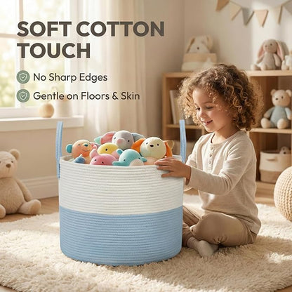 JMvicyroam 65L Extra Large Machine Washable Cotton Rope Blanket Basket | - Image 4
