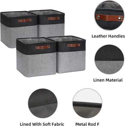 HNZIGE Decorative Storage Basket Linen Cube Storage Baskets - Image 2