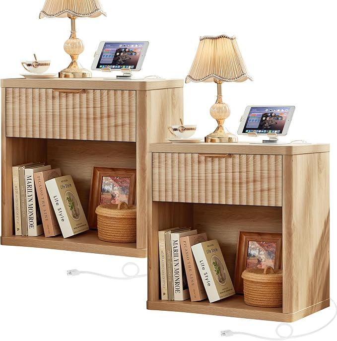 LEYAOYAO Fluted Farmhouse Nightstand Set of 2 by LEYAOYAO-Findtheshiningpointofyourideallife%EF%BC%81
