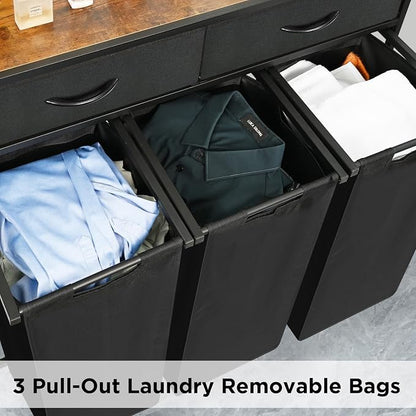 Laundry Sorter 3 Section, 180L Laundry Hamper Basket - Image 5