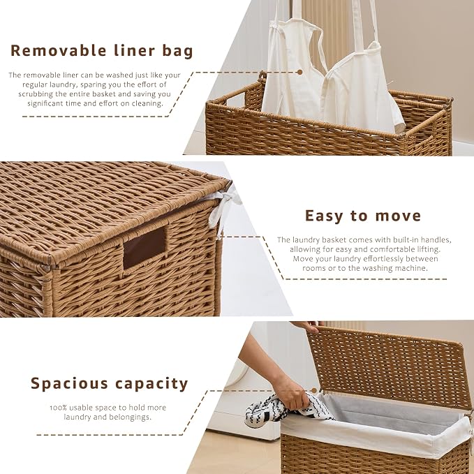 Slim Wicker Laundry Hamper - Image 4