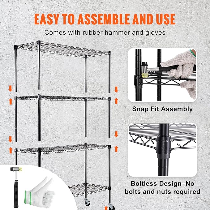 VEVOR Storage Shelving Unit, 4-Tier Adjustable Storage Shelves, Metal Shelves - Image 6