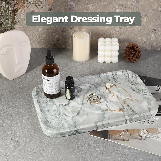 Vanity Tray, Marble Bathroom Tray Countertop, Decorative Dresser Organizer - Image 5