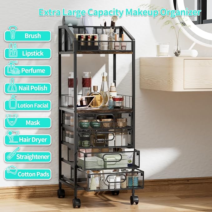 HapiRm Makeup Organizer Storage Cart - Image 6
