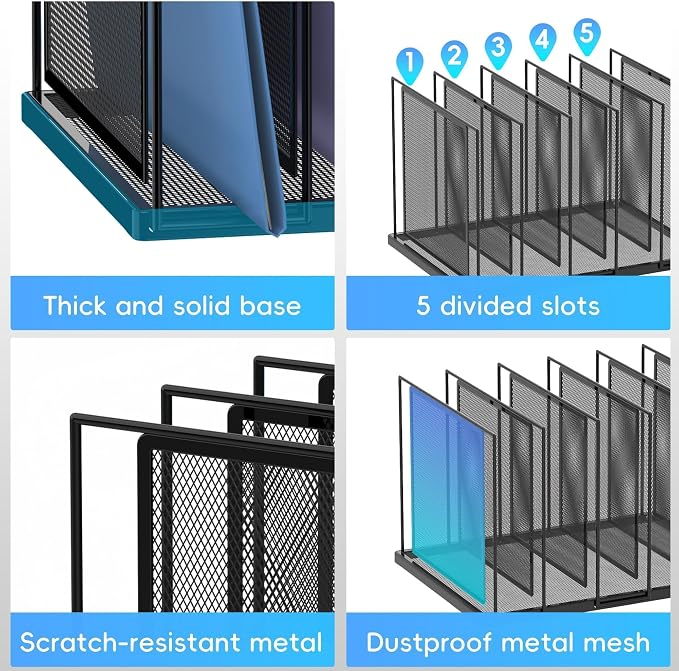 File Organizer for Desk, 5-Section Vertical File Sorter, Paper Holder Organizer - Image 5