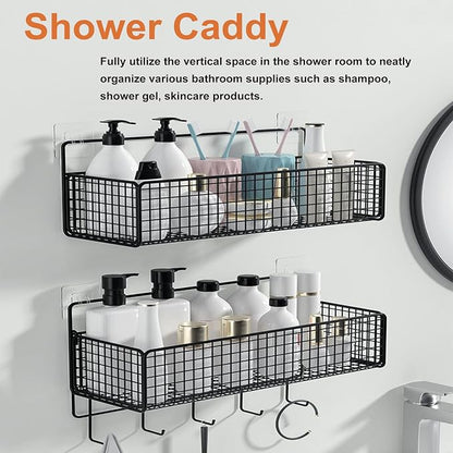 2-Pack Metal Hanging Baskets Black Adhesive Wire Wall Storage Organizer | - Image 9