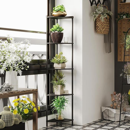 SUNMORY 5 Tier Corner Shelf, Industrial Display Shelf, Narrow Plant Stand - Image 5
