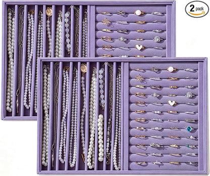 Large Velvet Jewelry Tray 2 Pack Stackable Jewelry Display Drawer Inserts Trays by Unknown