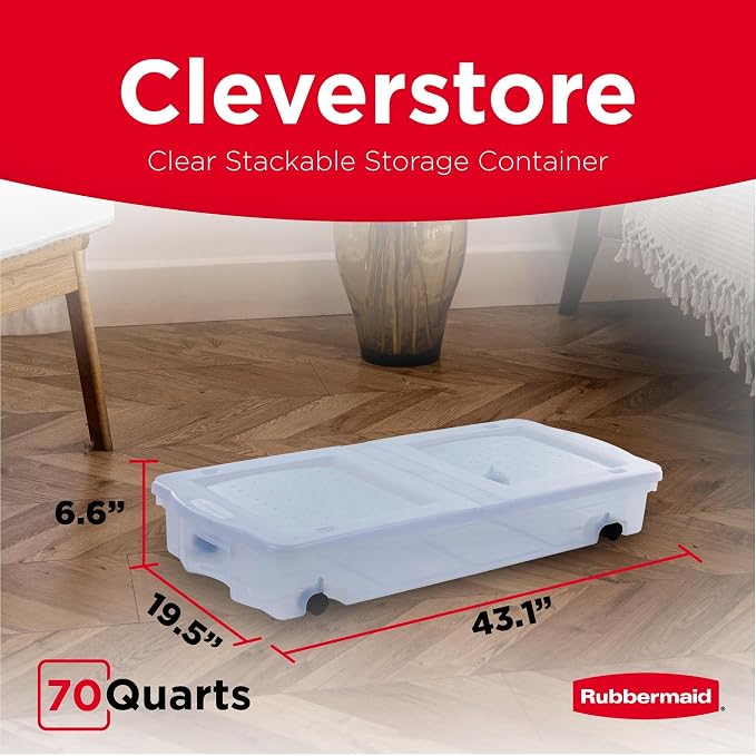 Rubbermaid 68 Quart Under the Bed Low Profile Storage Boxes - Image 2
