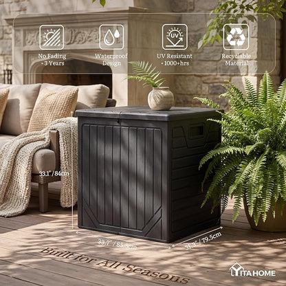 YITAHOME 150 Gallon Large Outdoor Deck Box, Lockable Resin Double-Wall Storage - Image 2