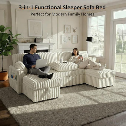 KCGKCG 104" U Shaped Sleeper Sofa Bed, Sectional Couches - Image 6