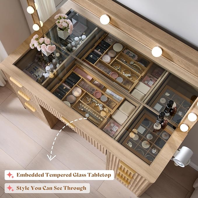 AMERLIFE 47.2" Fluted Vanity Desk - Image 6