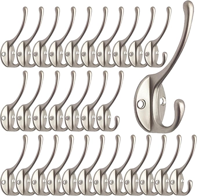IBosins 30 Pack Heavy Duty Dual Coat Hooks Wall Mounted by IBosins