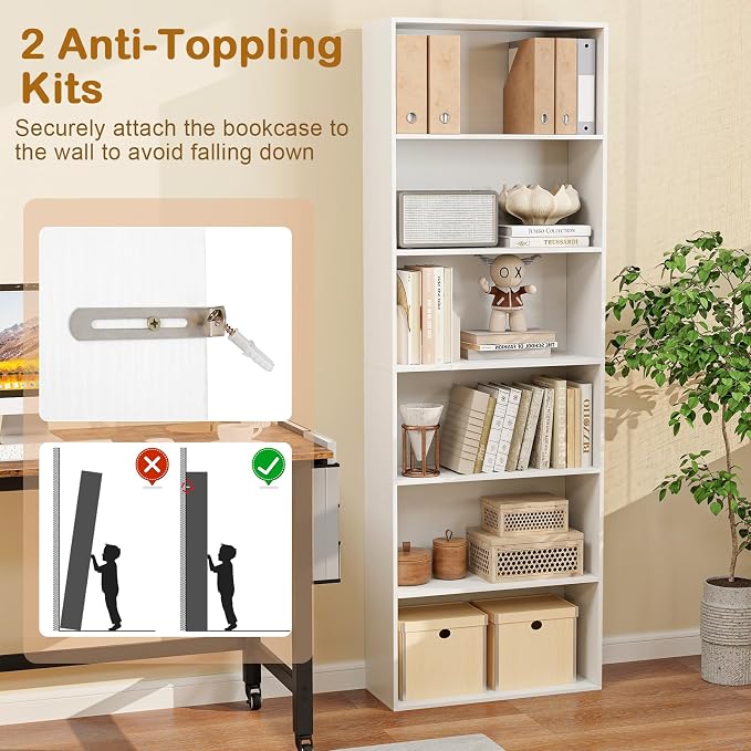 Tangkula 6-Tier Bookcase, 70” Tall Freestanding Bookshelf - Image 9