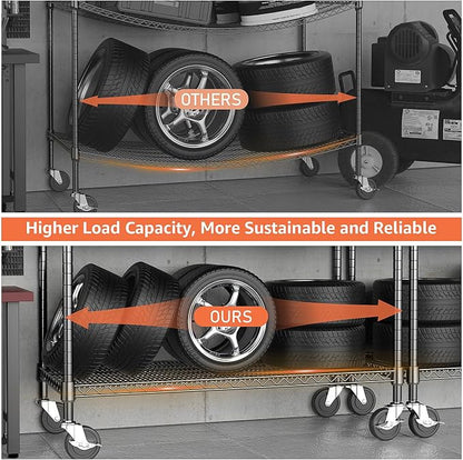 4 Tiers Storage Shelves Load 1400LBS, Metal Shelving Wire Metal Shelving Unit - Image 5