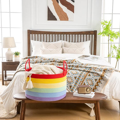 KAKAMAY Large Blanket Basket, Woven Baskets - Image 8