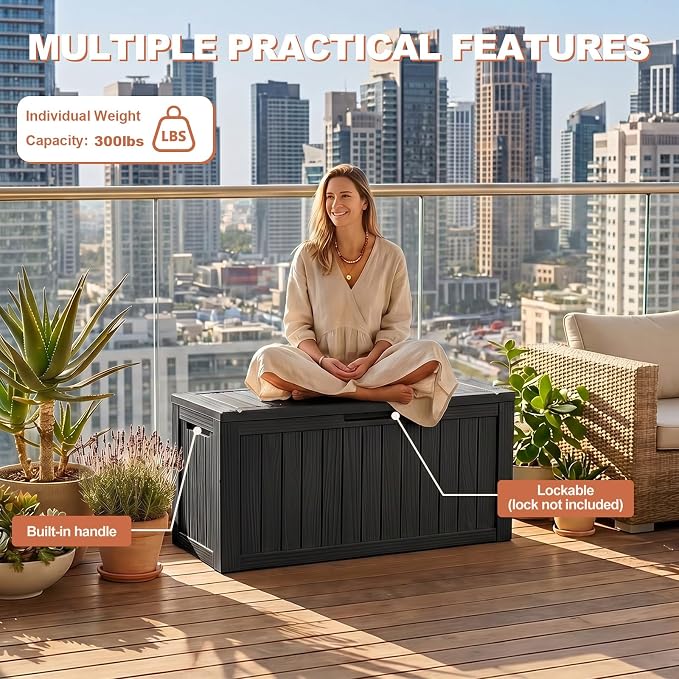 EFU Outdoor Storage Box 140 Gallon Deck Box Lockable UV Resistance Waterproof - Image 6