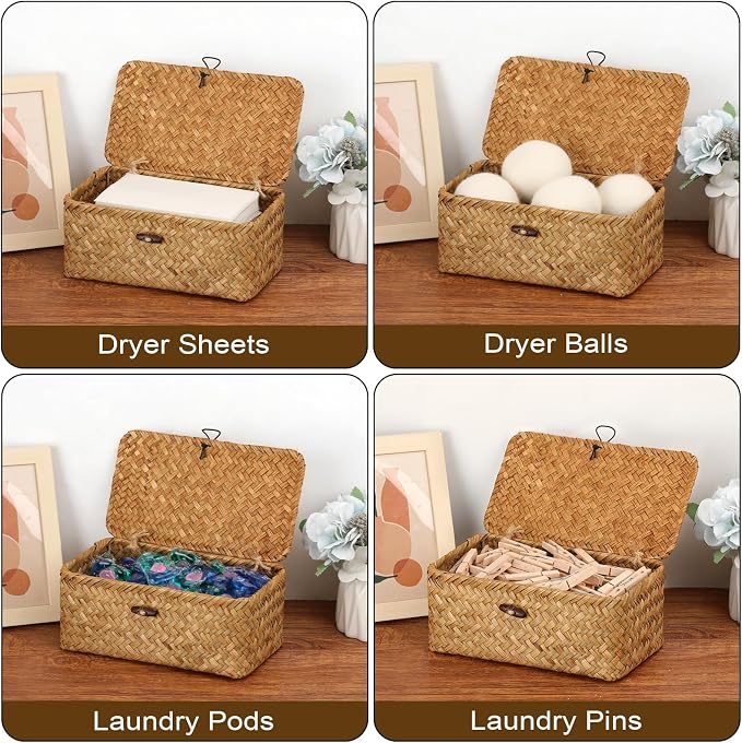 Dryer Sheet Holder, Woven Seagrass Dryer Sheets Container - Image 6