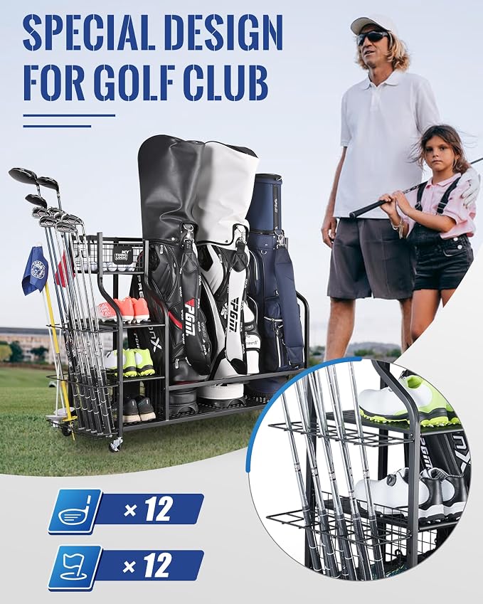 Mythinglogic Golf Storage Garage Organizer, Golf Bag Storage Stand and Other - Image 5
