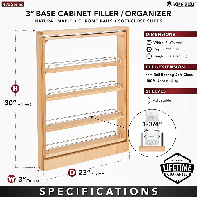 Rev-A-Shelf Base Filler Pullout Organizer Rack - Image 3