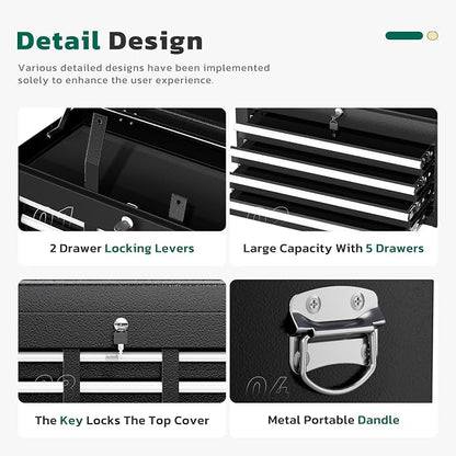 Greenvelly Tool Chest, 5-Drawer Rolling Tool Chest - Image 4