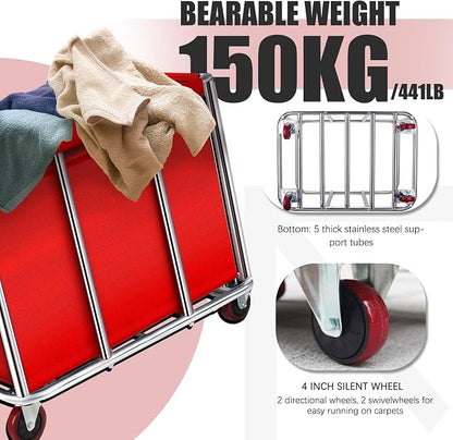 Commercial Laundry Cart on Wheels, 11.35 Bushels Large Laundry Roller, Heavy - Image 3