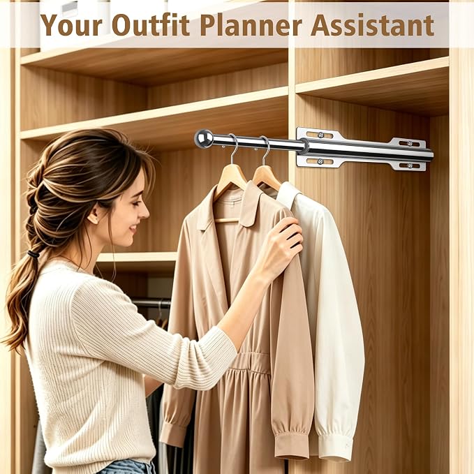 Valet Rod for Closet Pull Out, Standard Retractable closet rod organization rack - Image 5