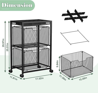 Rolling File Cart with 2 Drawers, Under Desk Storage Cabinet with DIY Divider - Image 7