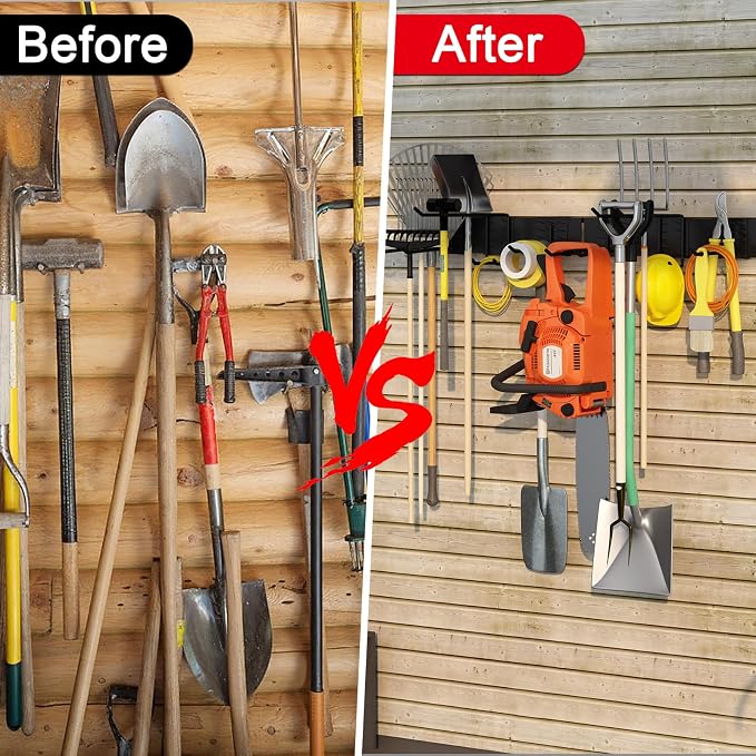 64 Inches Garage Organization, Wall Mount Garden Tool Organizer, 880lbs - Image 7