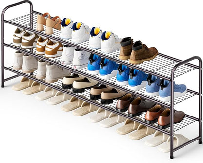 KEETDY Long 3 Tier Shoe Rack for Closet Wide Shoe Storage Organizer Stackable by KEETDY