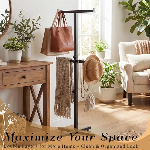 BreezeHug 44.5-46 Inch Adjustable Height Shopping Bag Rack Heavy Duty T-Shaped - Image 4
